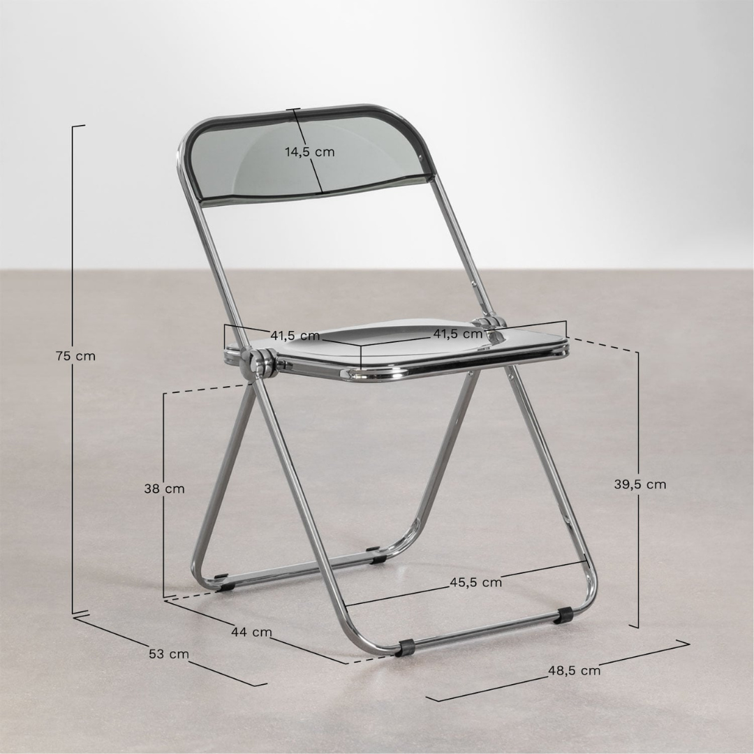 Kepko Folding Iron Dining Chair with Acrylic Seat