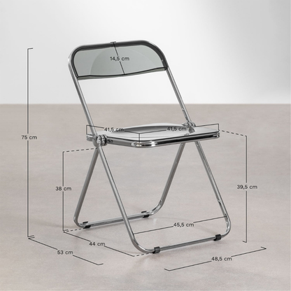 Kepko Folding Iron Dining Chair with Acrylic Seat