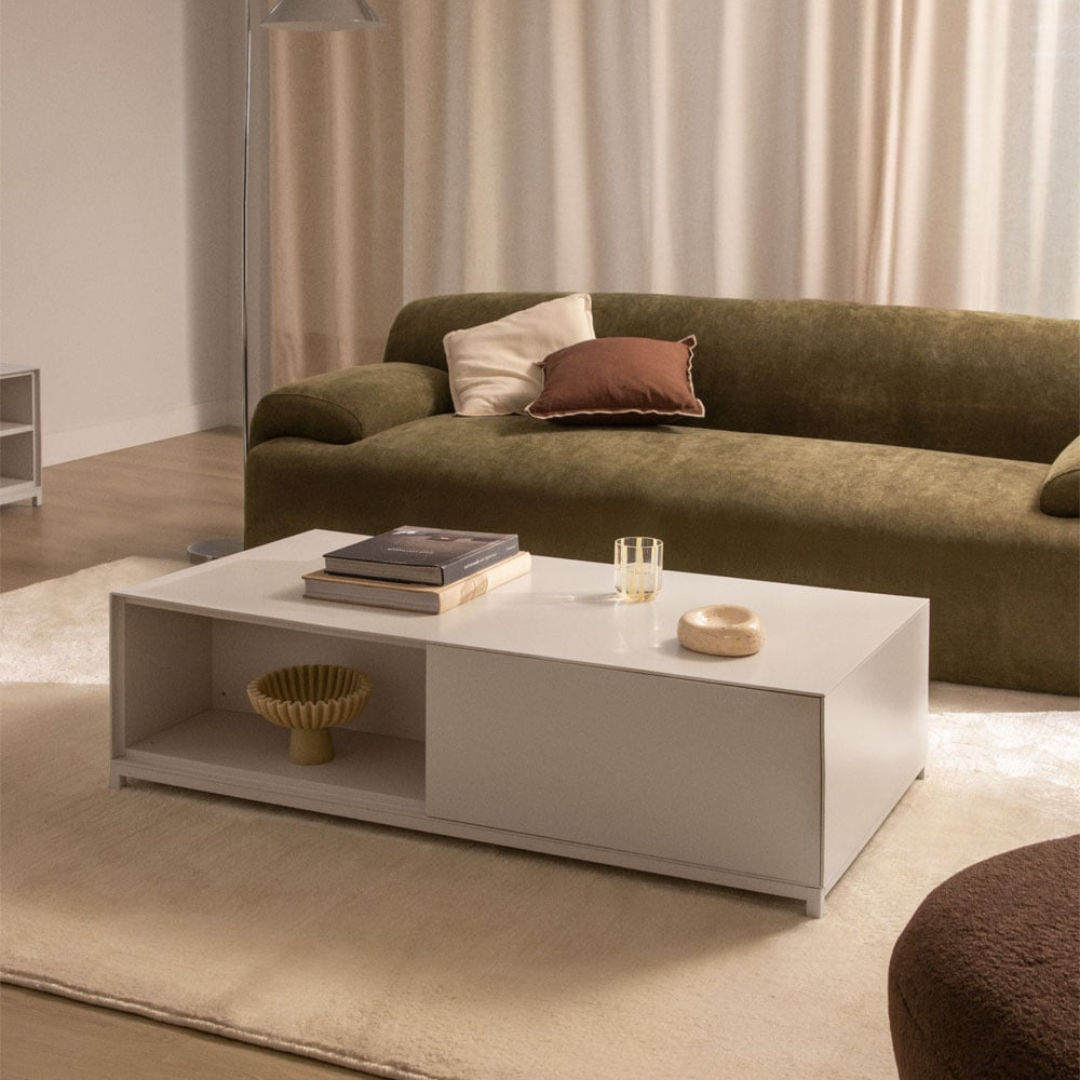 Kivora Rectangular Coffee Table 120x60 cm in MDF & Oak Veneer