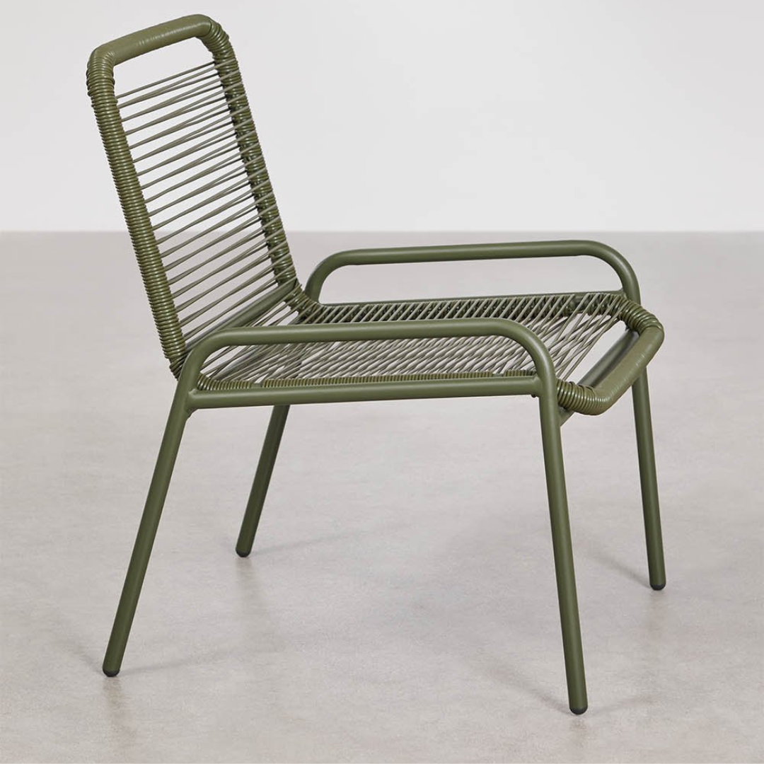 Kuorin Garden Chair in Steel and Rattan with Matte Finish