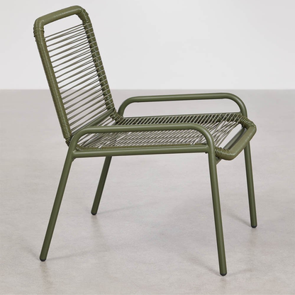 Kuorin Garden Chair in Steel and Rattan with Matte Finish