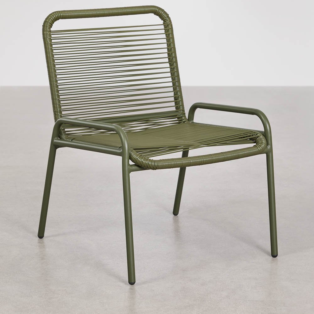 Kuorin Garden Chair in Steel and Rattan with Matte Finish