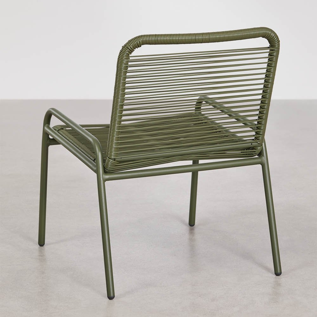 Kuorin Garden Chair in Steel and Rattan with Matte Finish