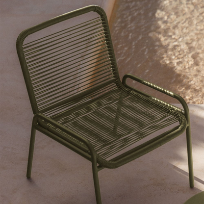 Kuorin Garden Chair in Steel and Rattan with Matte Finish