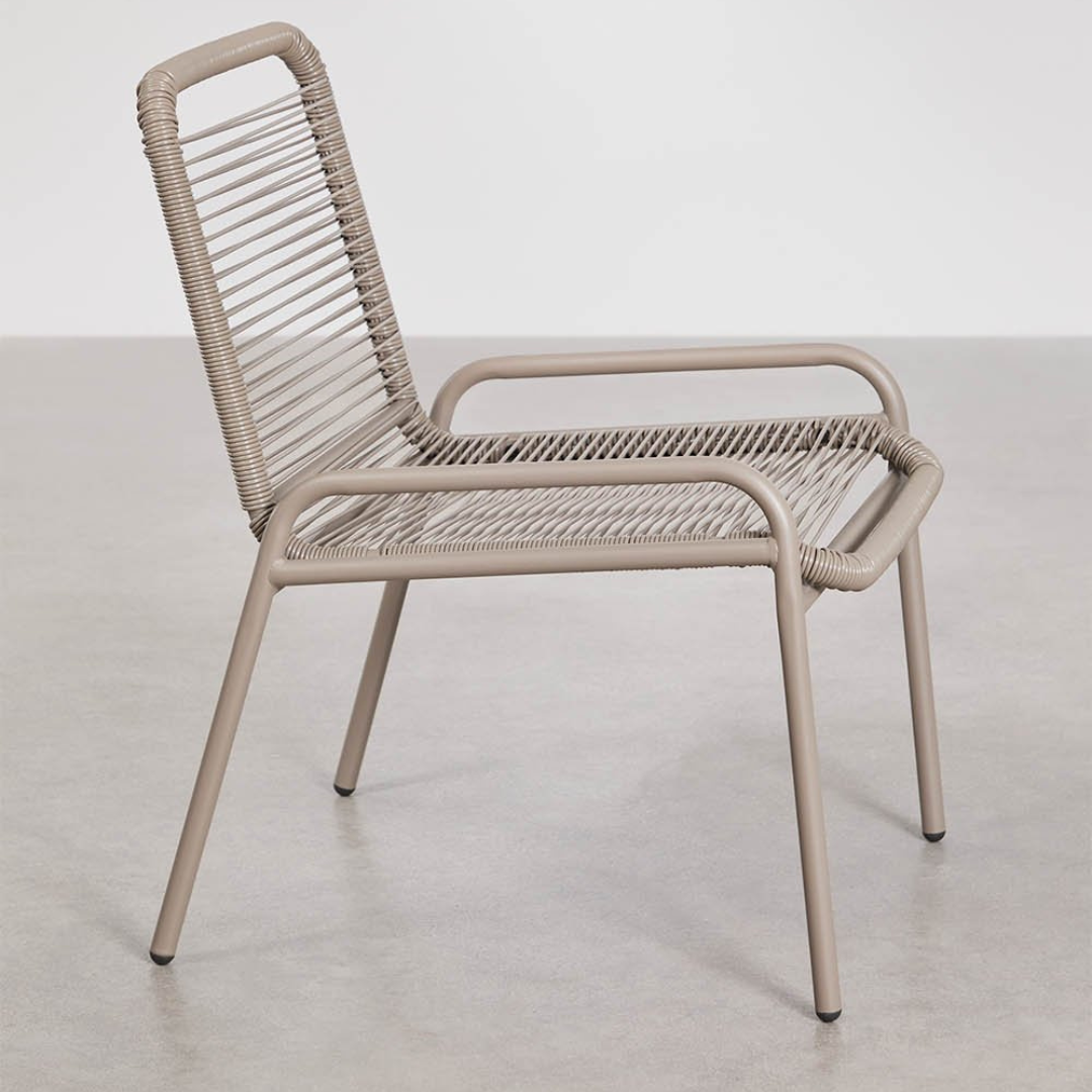 Kuorin Garden Chair in Steel and Rattan with Matte Finish