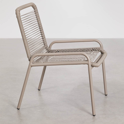 Kuorin Garden Chair in Steel and Rattan with Matte Finish