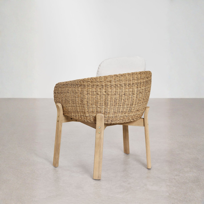 Leilan 4-Piece Garden Chair Set with Armrests in Acacia Wood & Rattan