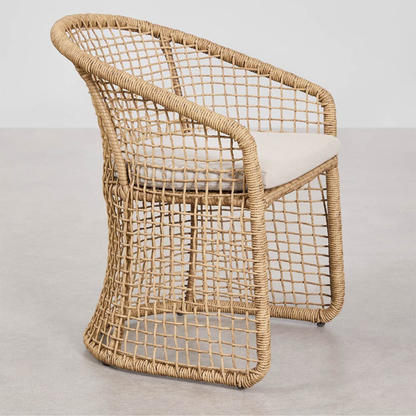 Liparian Garden Chair with Armrests in Steel & Synthetic Wicker
