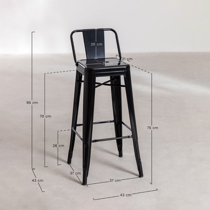 Lix High Stool 75 cm with Steel Backrest