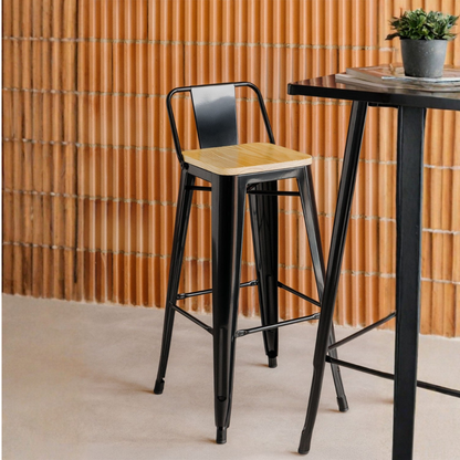 Lix High Stool 75 cm with Steel Backrest