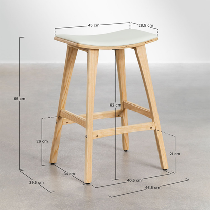 Lorete 65cm High Stool in Wood & Faux Leather
