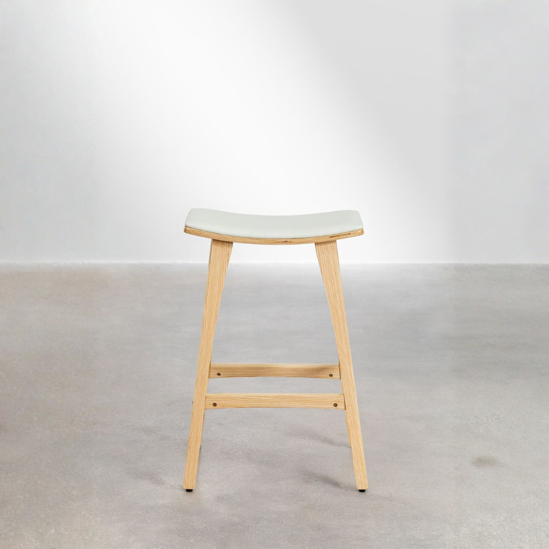 Lorete 65cm High Stool in Wood & Faux Leather