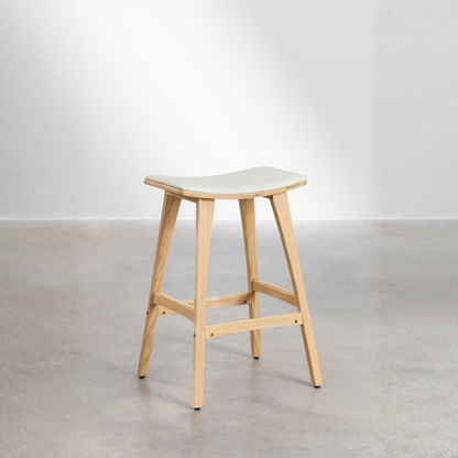 Lorete 65cm High Stool in Wood & Faux Leather