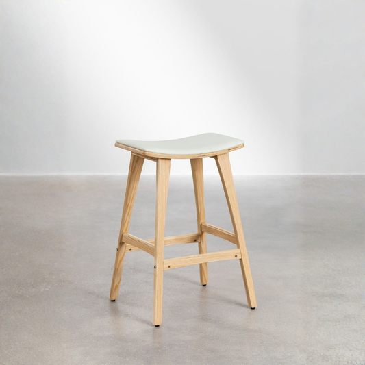 Lorete 65cm High Stool in Wood & Faux Leather
