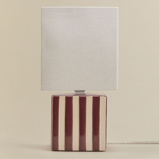 Lylio Ceramic and Linen Table Lamp with Vertical Stripes