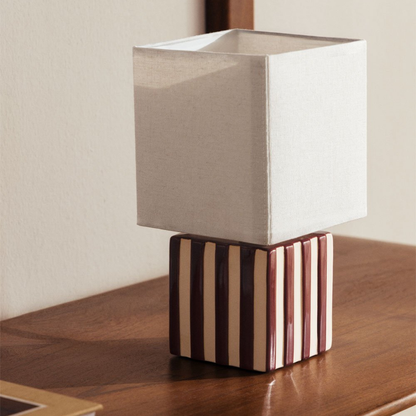 Lylio Ceramic and Linen Table Lamp with Vertical Stripes