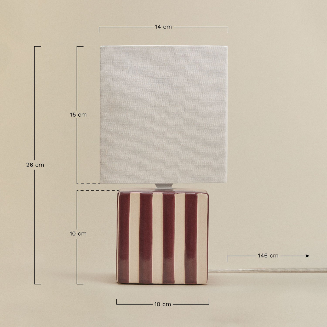 Lylio Ceramic and Linen Table Lamp with Vertical Stripes