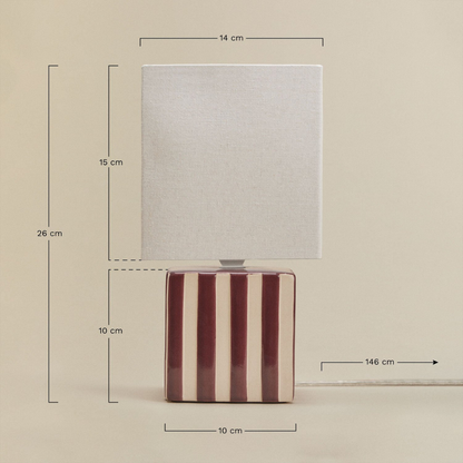 Lylio Ceramic and Linen Table Lamp with Vertical Stripes
