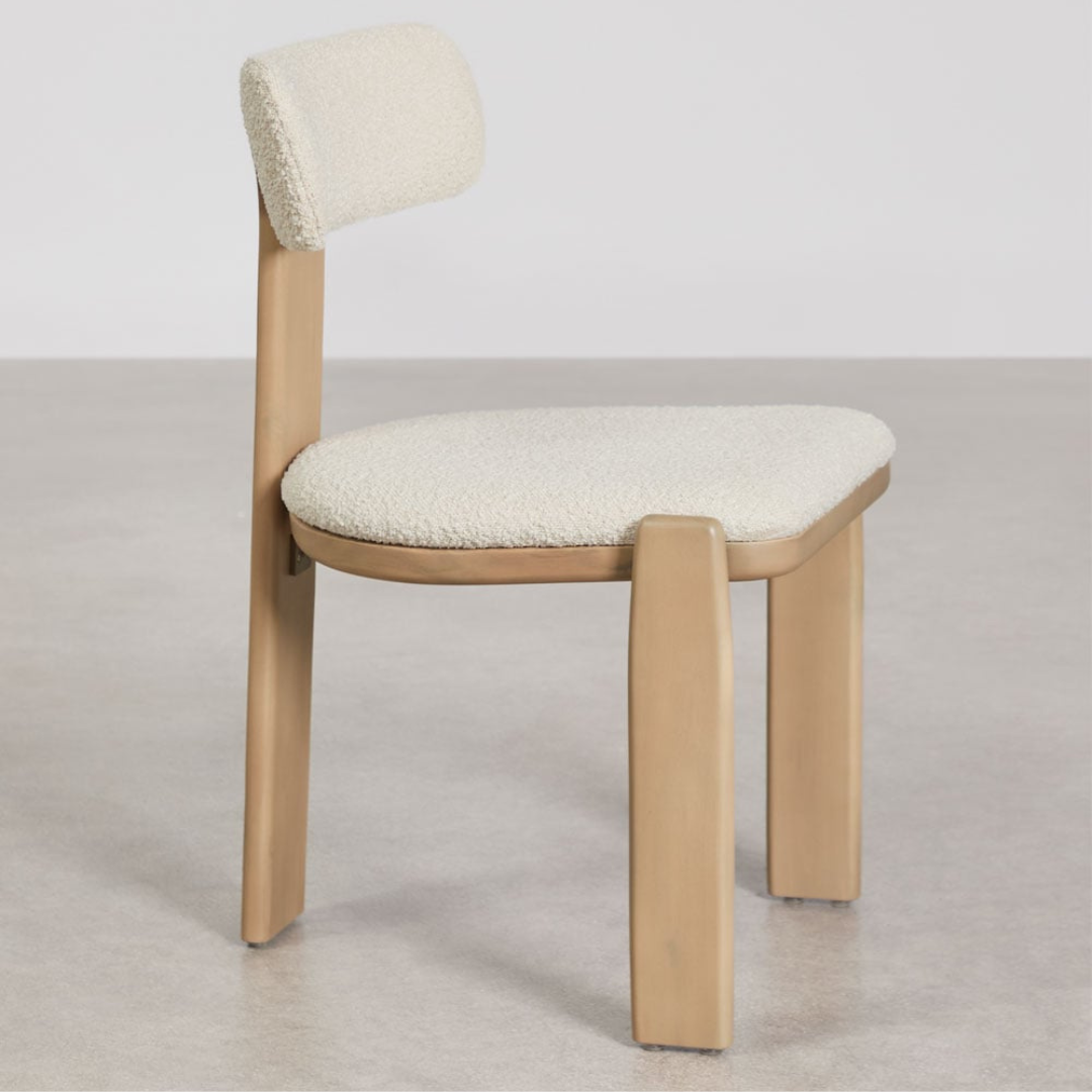 Malta Garden Chair in Acacia Wood & Bouclé Fabric