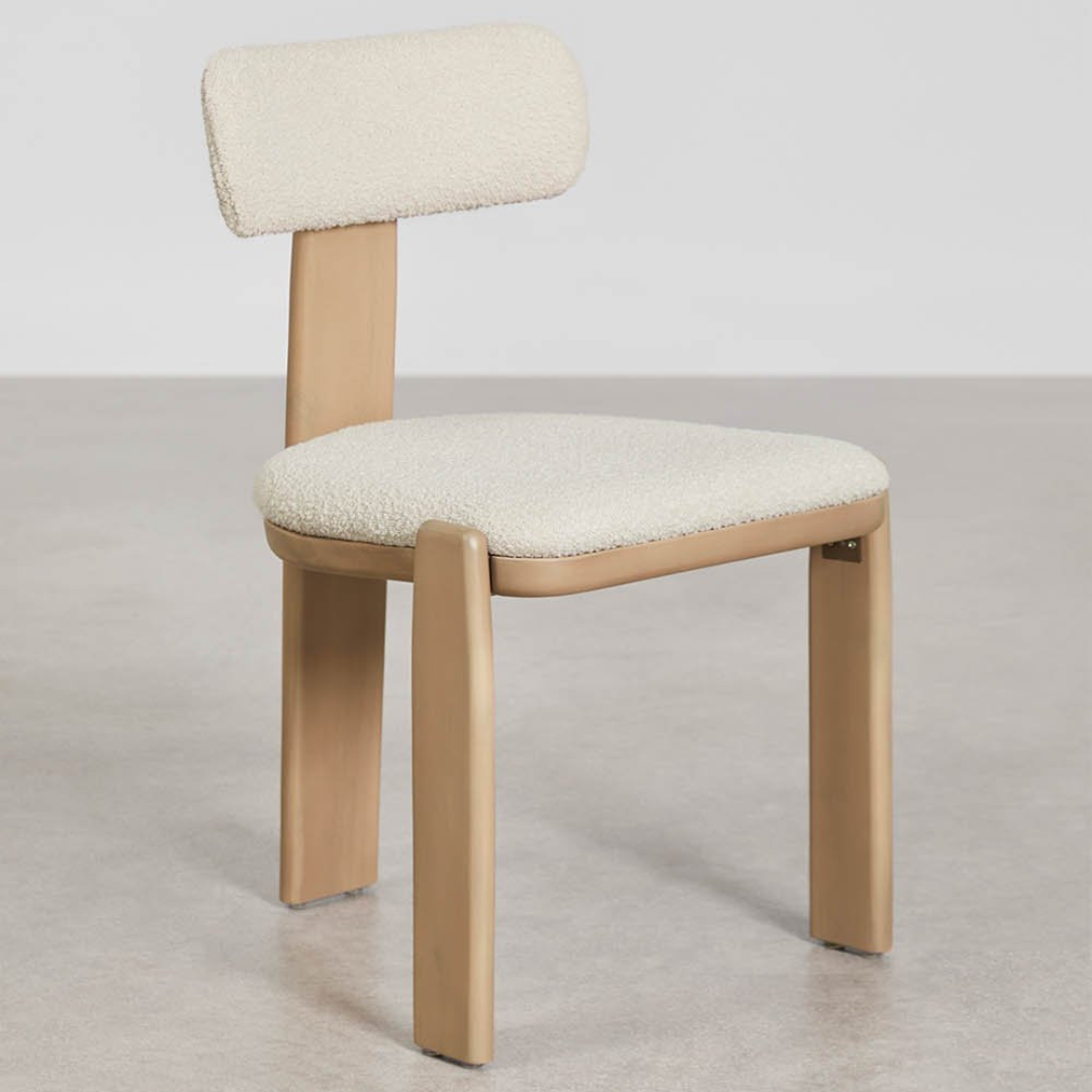 Malta Garden Chair in Acacia Wood & Bouclé Fabric
