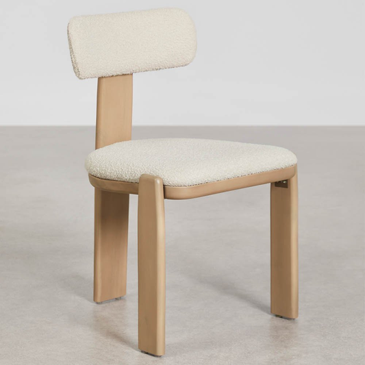 Malta Garden Chair in Acacia Wood & Bouclé Fabric