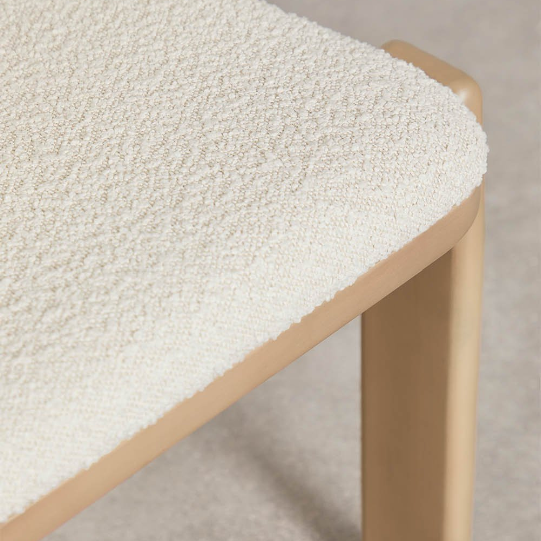 Malta Garden Chair in Acacia Wood & Bouclé Fabric