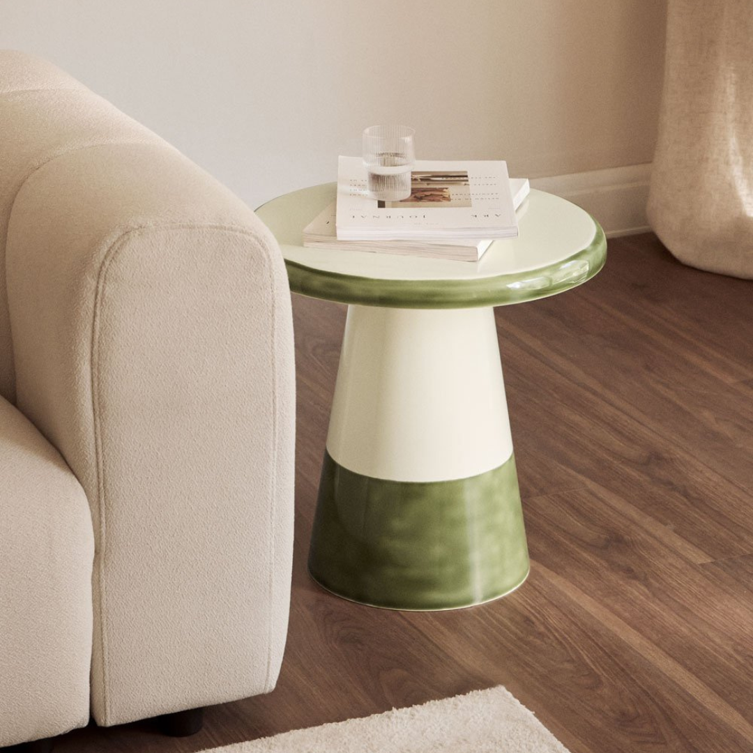 Marcela Round Iron Side Table – Glossy Enamel Finish