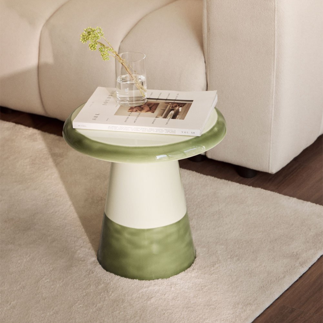 Marcela Round Iron Side Table – Glossy Enamel Finish