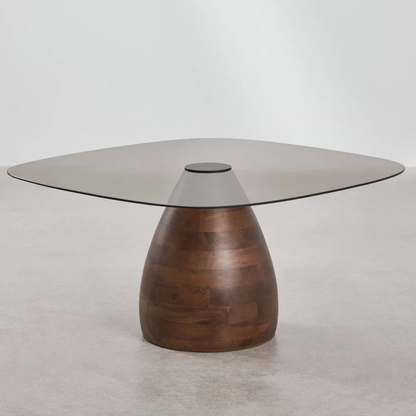 Mariana Square Coffee Table 80x80 cm in Tempered Glass & Mango Wood