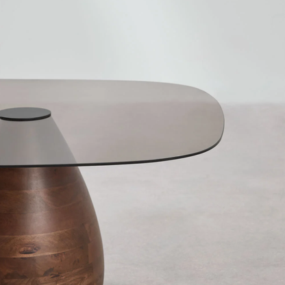 Mariana Square Coffee Table 80x80 cm in Tempered Glass & Mango Wood