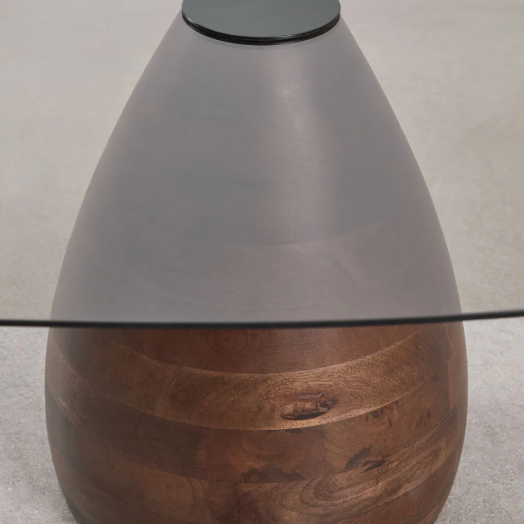 Mariana Square Coffee Table 80x80 cm in Tempered Glass & Mango Wood