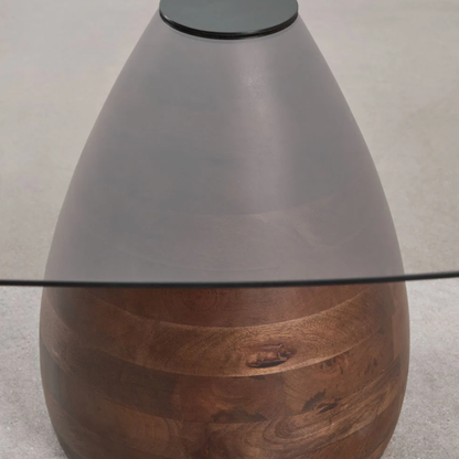 Mariana Square Coffee Table 80x80 cm in Tempered Glass & Mango Wood