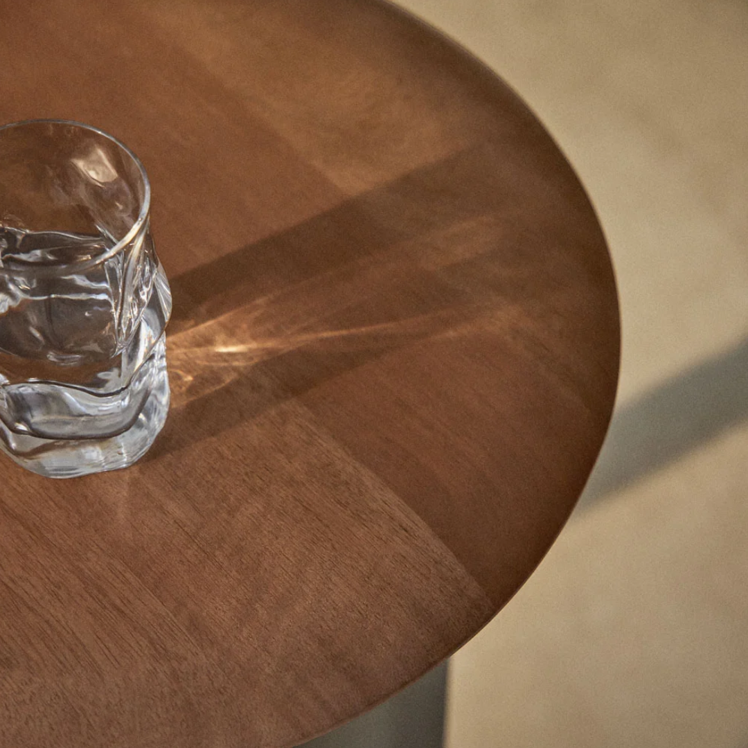 Marvion Round Side Table in Mango Wood & Stainless Steel