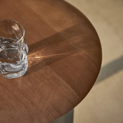 Marvion Round Side Table in Mango Wood & Stainless Steel