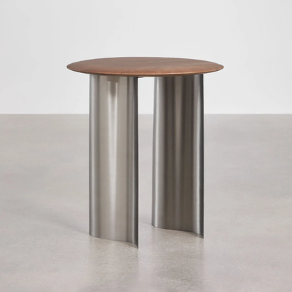 Marvion Round Side Table in Mango Wood & Stainless Steel