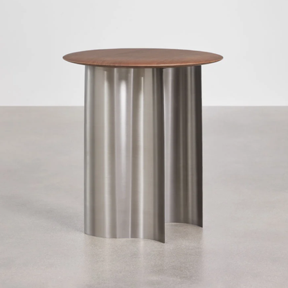 Marvion Round Side Table in Mango Wood & Stainless Steel