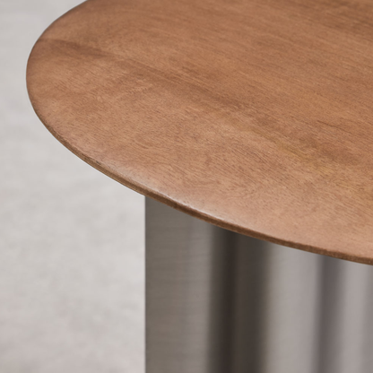 Marvion Round Side Table in Mango Wood & Stainless Steel