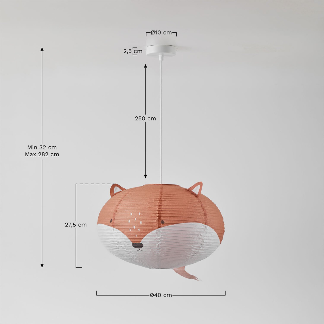Mignod Kids Rice Paper Ceiling Lamp with Fox Design