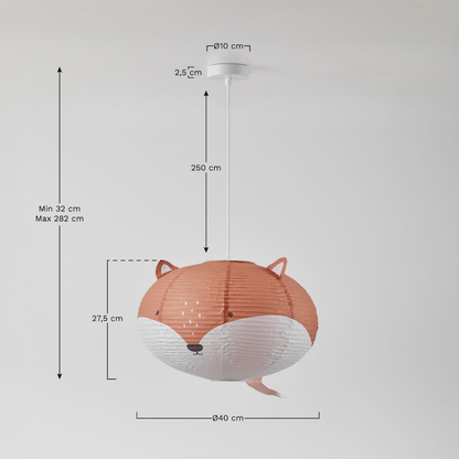 Mignod Kids Rice Paper Ceiling Lamp with Fox Design