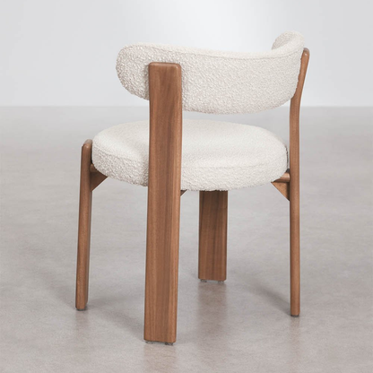 Milos Garden Chair in Acacia Wood & Bouclé Fabric