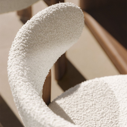 Milos Garden Chair in Acacia Wood & Bouclé Fabric