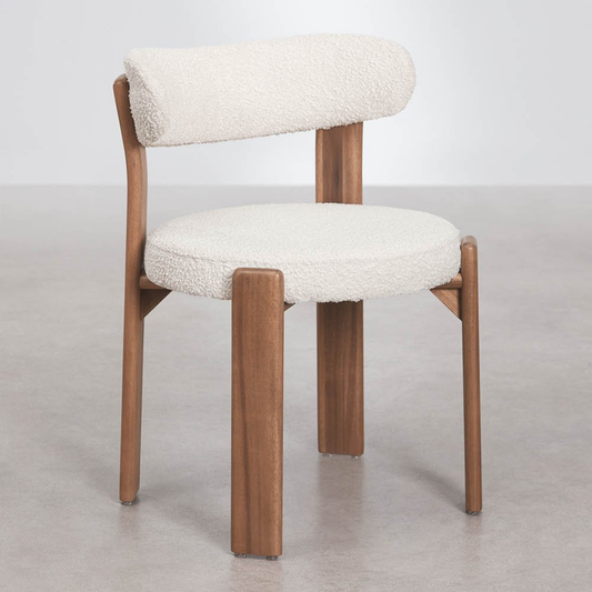 Milos Garden Chair in Acacia Wood & Bouclé Fabric