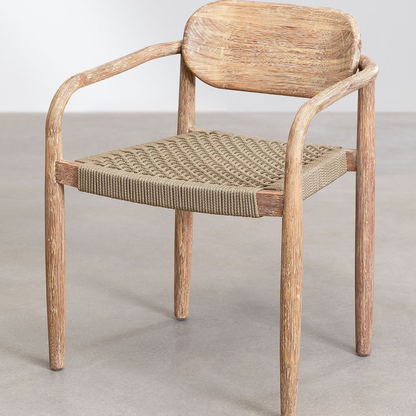 Naele Wooden Dining Chair with Armrests in Eucalyptus Wood