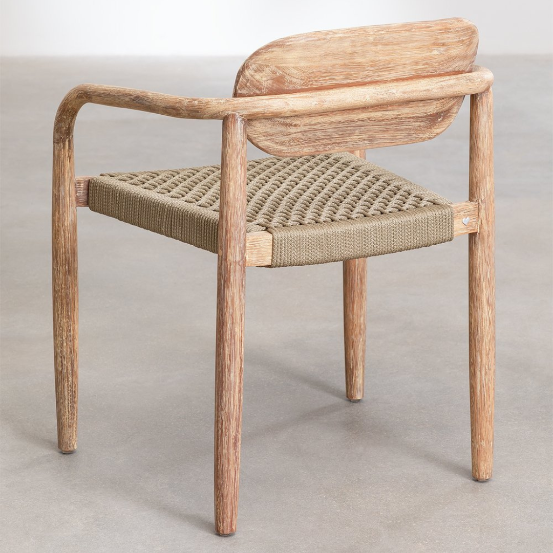 Naele Wooden Dining Chair with Armrests in Eucalyptus Wood