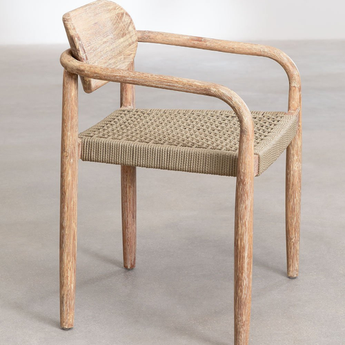 Naele Wooden Dining Chair with Armrests in Eucalyptus Wood
