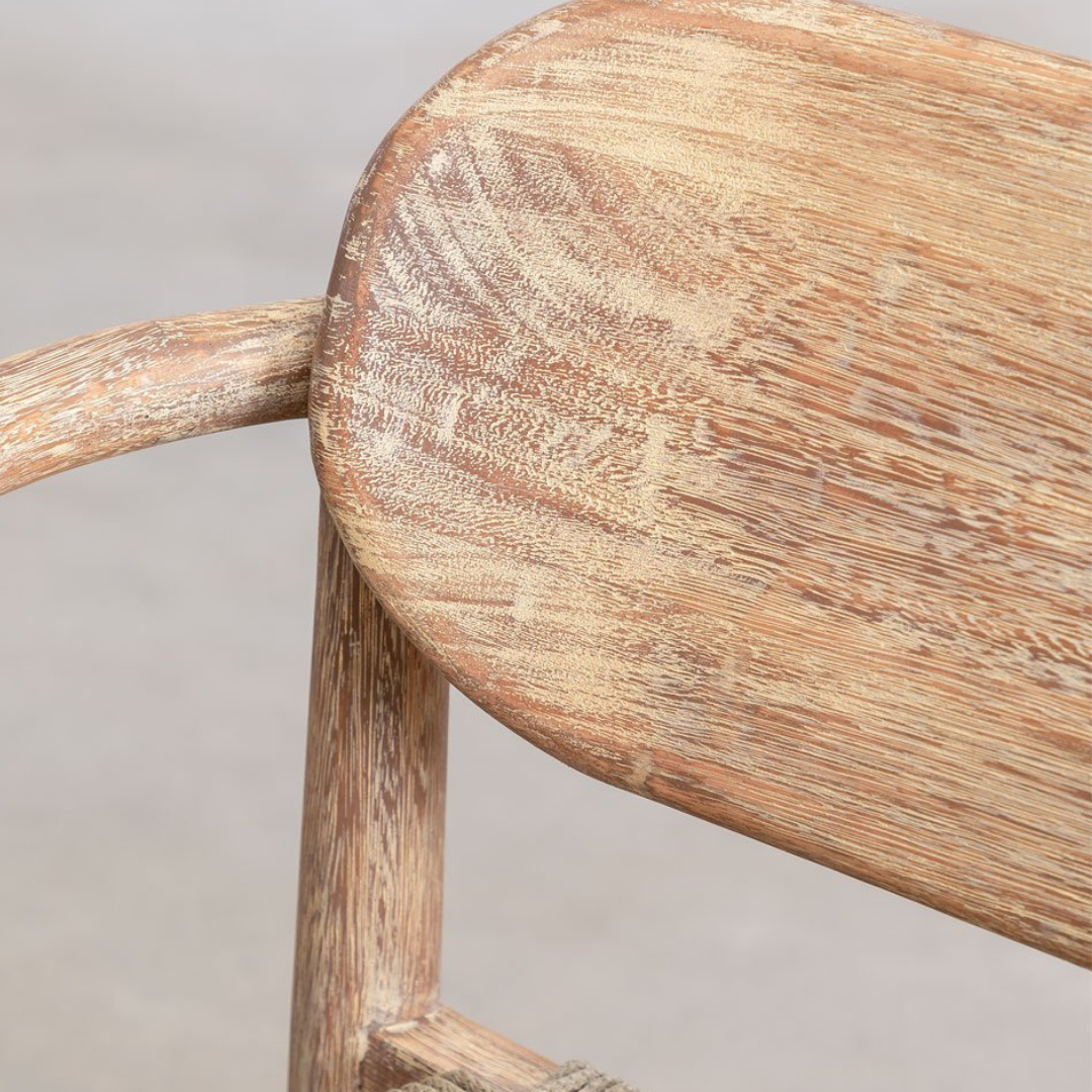 Naele Wooden Dining Chair with Armrests in Eucalyptus Wood