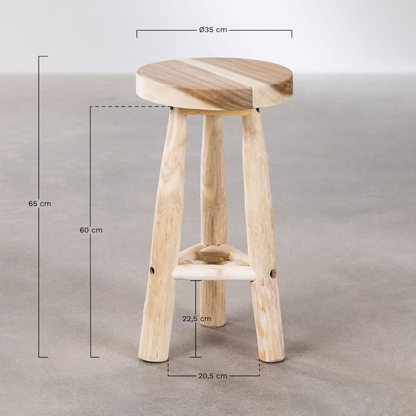 Narel High Wooden Stool (65 cm) – Teak & Suar Wood