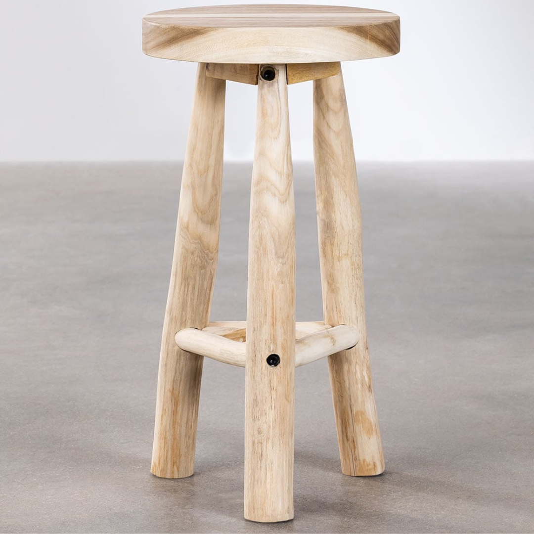 Narel High Wooden Stool (65 cm) – Teak & Suar Wood
