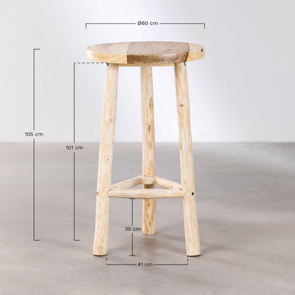 Narel Round High Table Ø60 cm in Suar & Teak Wood