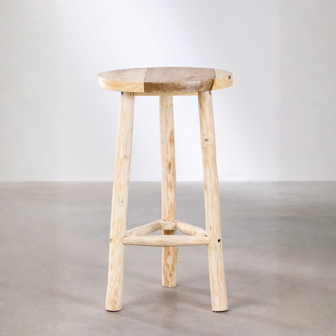 Narel Round High Table Ø60 cm in Suar & Teak Wood